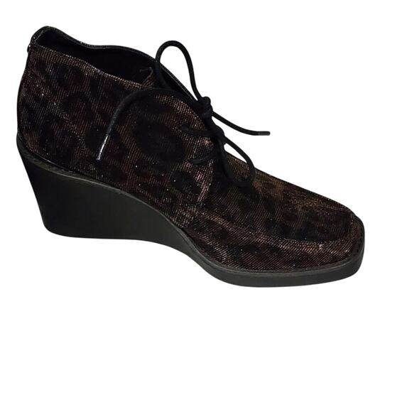 Donald Pliner Dakota Shimmer Womens Leopard Print Lace Up Wedges Size US 6 M - Picture 3 of 13